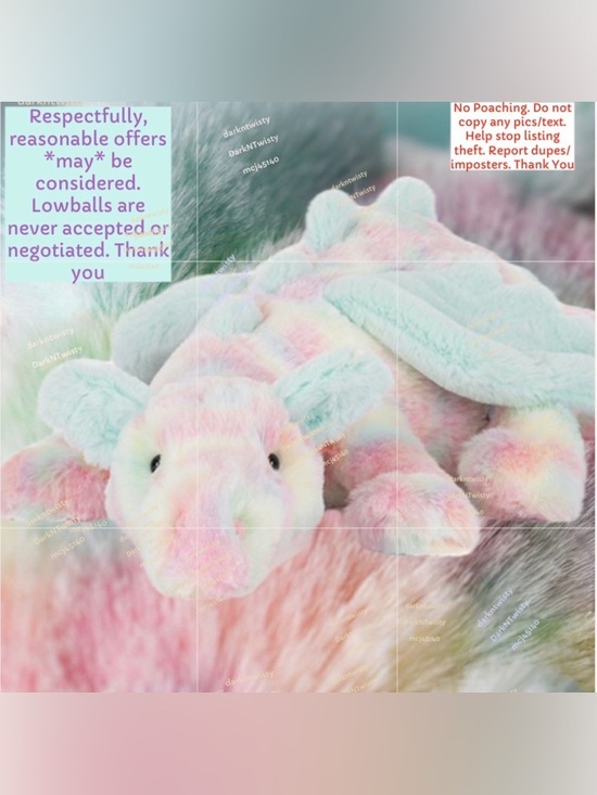 Jellycat Other - BNWT JellyCat HUGE Lazulia  Dragon MUCH BRIGHTER IRL RETIRED SIZE! AUTH RECEIPT